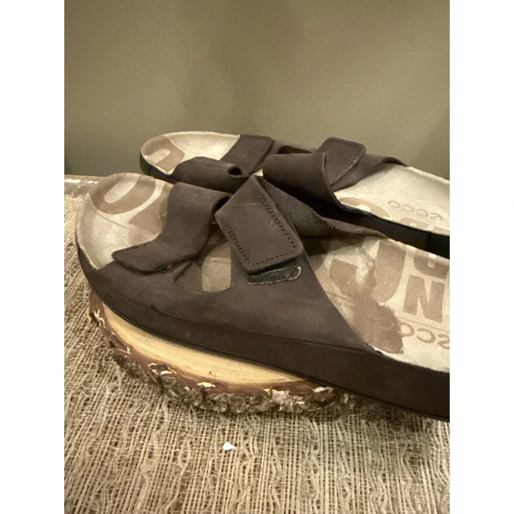 Ecco Men's 2nd Cozmo Sandals Nubuck Leather Mocha Sz 10-10.5 New